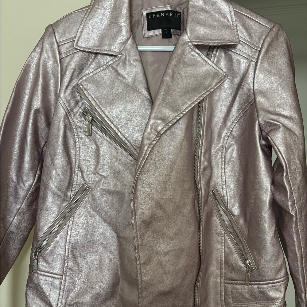 Bernardo Silver Leather Moto Jacket